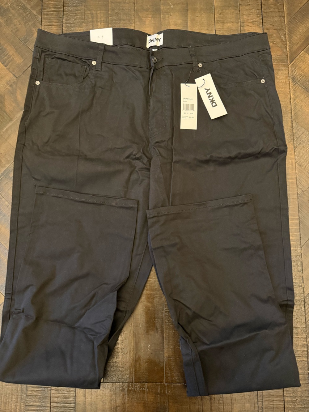 DKNY Men's Black Cargo Pants with Patch Pockets